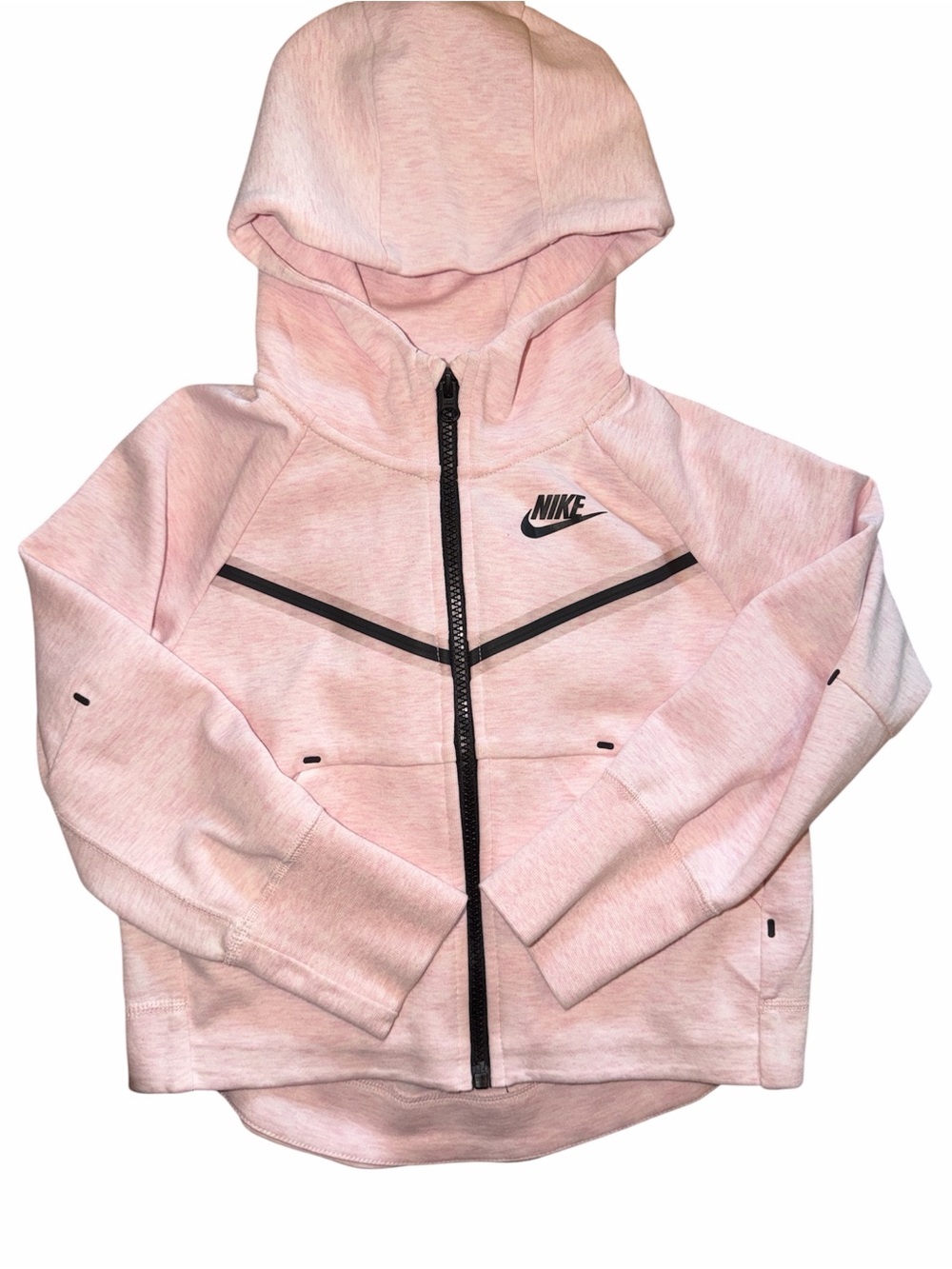 Nike Pink Girls' Hooded Full-Zip Sweatshirt with Black Trim